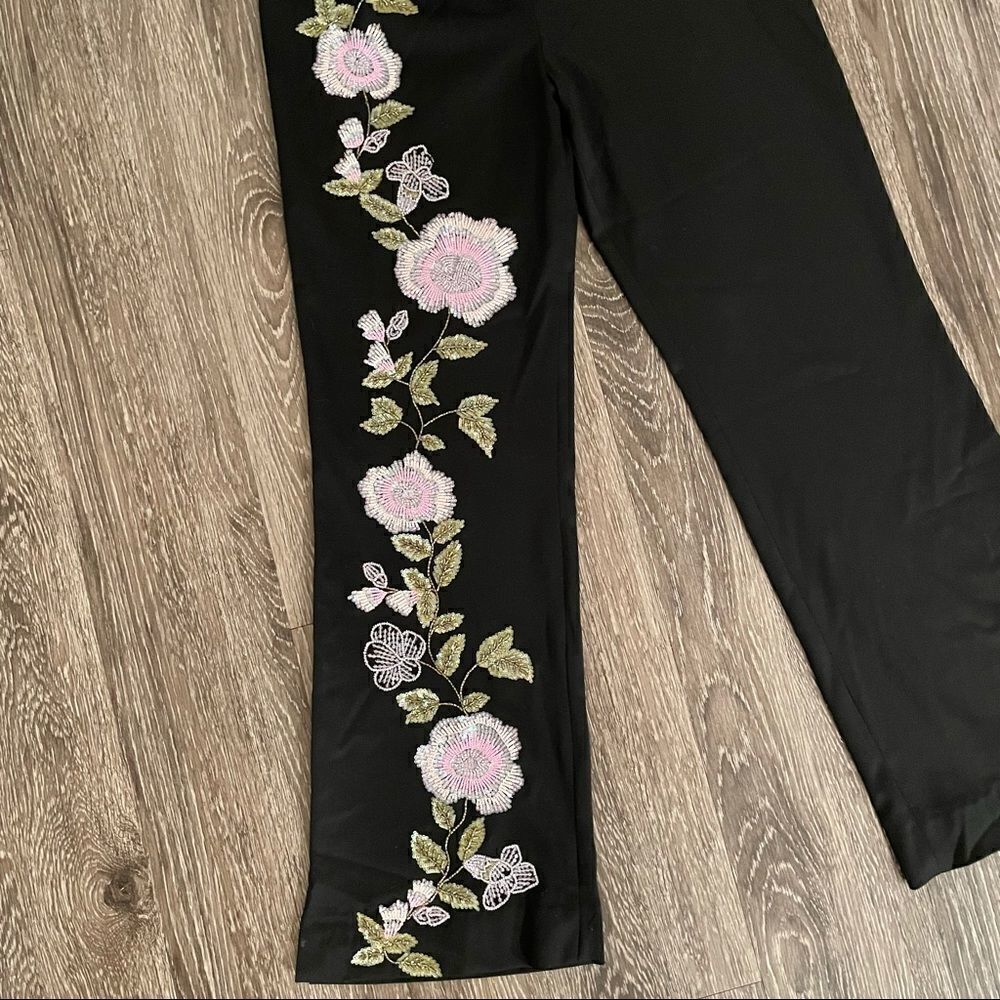 Escada floral beaded embroidered slacks - Picture 2 of 7
